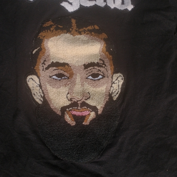 UNIQUE NIPSEY HUSSLE EMBROIDERED SHIRT FROM "RAW" OWN THE NOW BRAND SIZE L - Picture 5 of 12